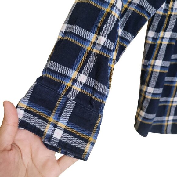 Old‎ Navy Womens Boyfriend Plaid Shirt S Blue & Yellow Flannel Top - Picture 6 of 7